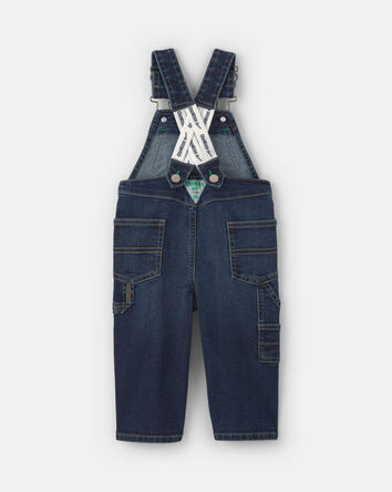 Baby Elastic Strap Denim Overalls - Dark Wash, 