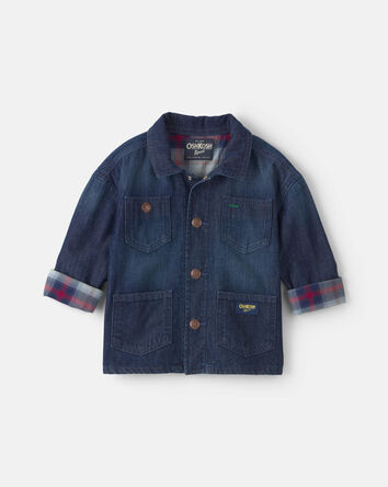 Toddler Boy Plaid Denim Jacket - Blue, 