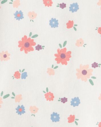 Tout-petit fille - Haut en coton &agrave; manches longues &agrave; volants et fleurs - Blanc, 