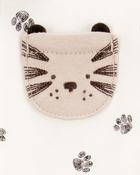 Baby Tiger Print 2-Way Zip Cotton Sleeper, image 3 of 4 slides