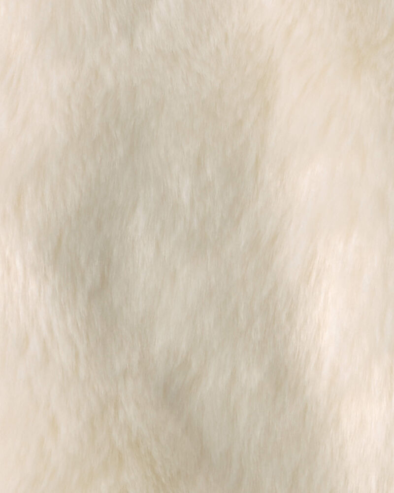 Girls Faux Fur Jacket - Cream, image 2 of 3 slides