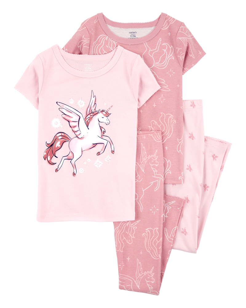 Kid 4-Piece Unicorn Cotton Pyjamas, image 1 of 4 slides