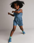 Toddler Boy Romper with Otter Pockets in Fishing Tiger Print - Slate, image 5 of 6 slides