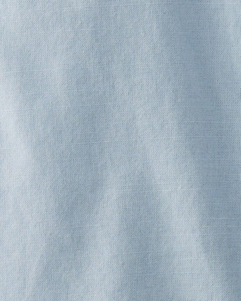 Baby Linen Romper Made with Organic Cotton-Blue, image 3 of 3 slides