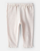 Baby Girl Flutter-Waist Striped Pants - Pink/Cream, image 3 of 5 slides