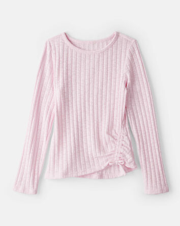Girls Cinched Rib Top - Pink, 