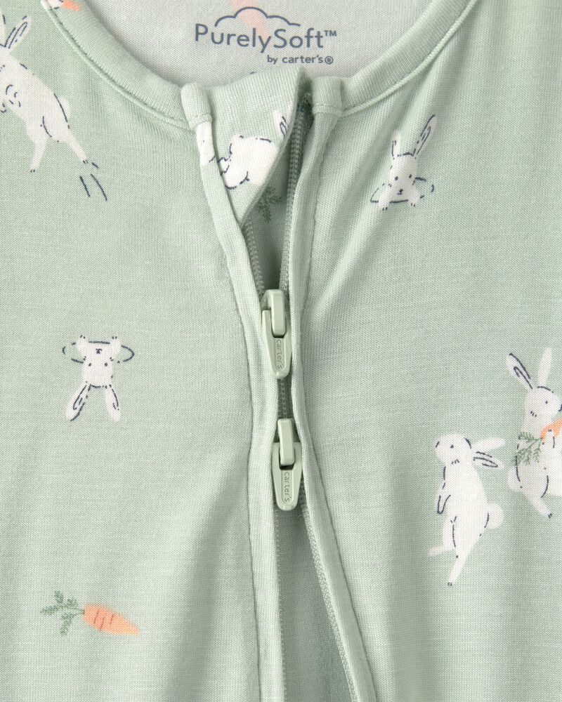 Baby Bunny 2-Way Zip PurelySoft Sleeper - Green, image 2 of 8 slides