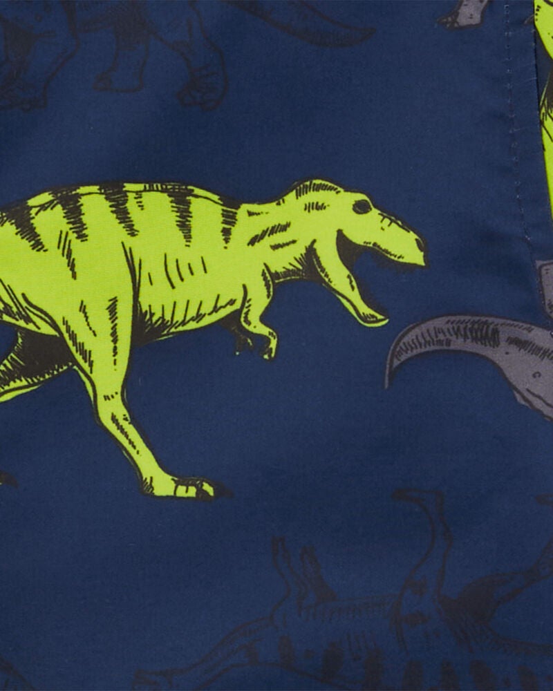 Baby Fleece-Lined Dino Print Rain Jacket, image 3 of 3 slides