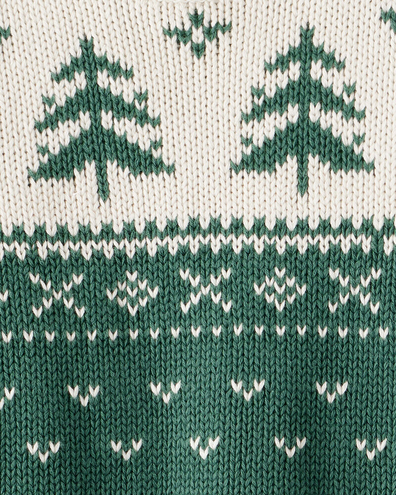Toddler Organic Cotton Evergreen Fair Isle Sweater , image 3 of 5 slides