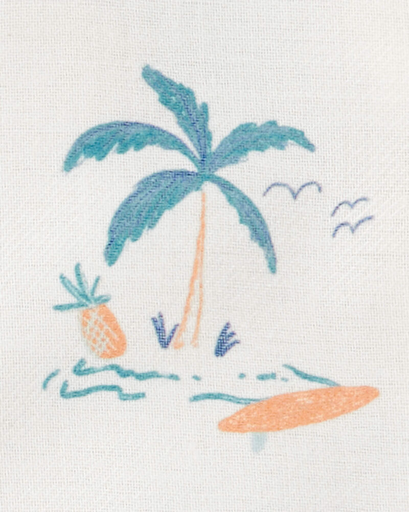 Tout-petit garçon - Pyjama 2 pièces décontracté imprimé tropical - Blanc, image 2 sur 3 diapositives