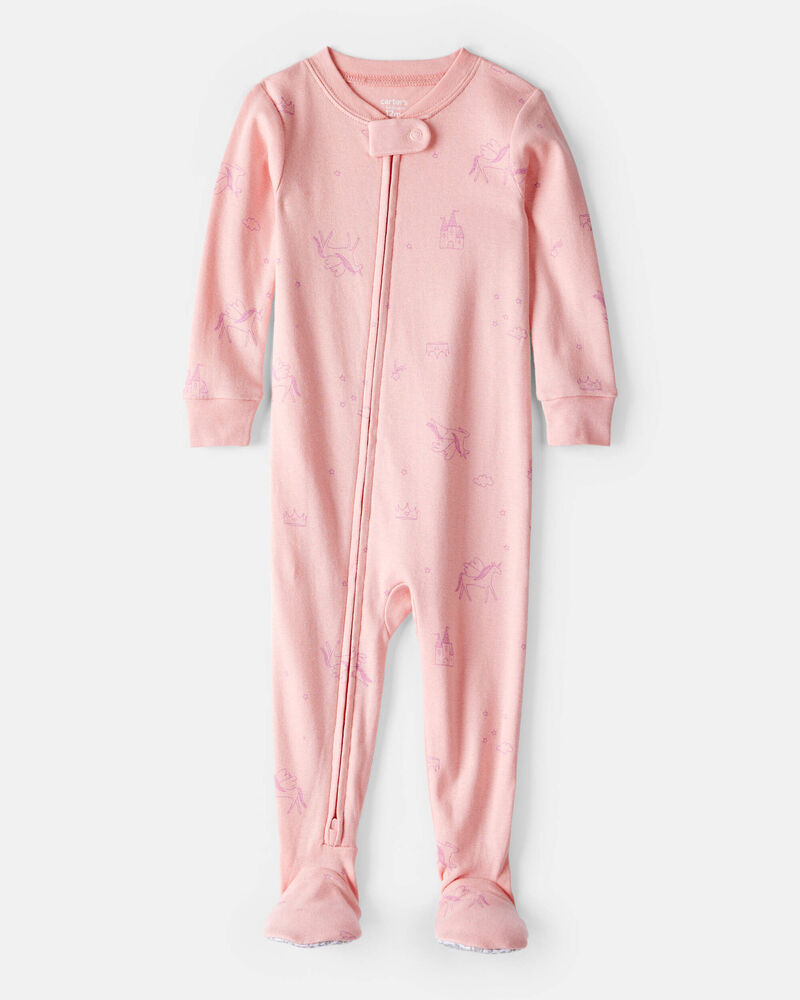 Baby Girl Fairy Star Print 100% Cotton Long-Sleeve Snug Fit 1-Piece pyjamas - Pink, image 1 of 4 slides