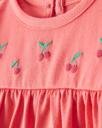Baby Girl 2-Piece Cherry Bodysuit & Pant Set - Coral, 