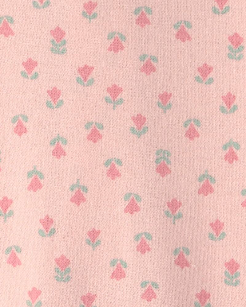 Baby Girl Bunny Floral 2-Way Zip Sleeper - Pink, image 4 of 6 slides