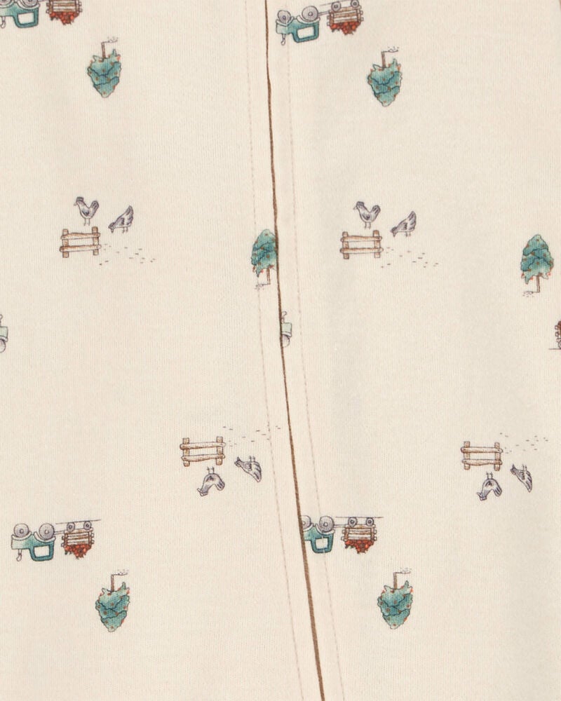 Baby Truck Print 2-Way Zip Cotton Sleeper Pyjamas, image 2 of 4 slides