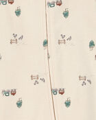 Baby Truck Print 2-Way Zip Cotton Sleeper Pyjamas, image 2 of 4 slides