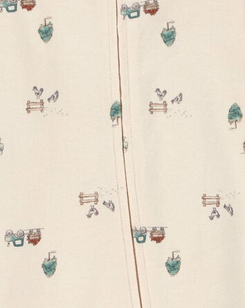 Baby Truck Print 2-Way Zip Cotton Sleeper Pyjamas, 