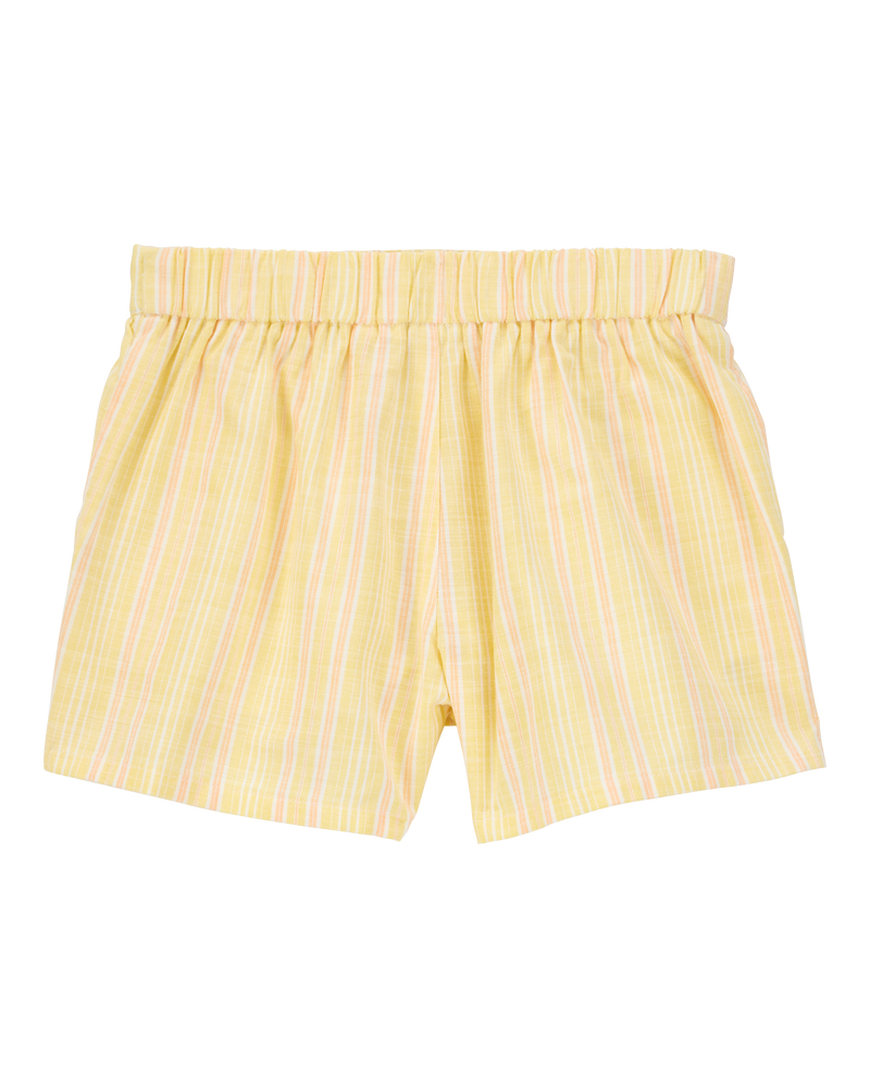 Kid Striped Linen Look-alike Sun Short - Yellow, image 2 of 5 slides