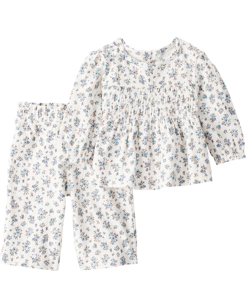 Baby Girl 2-Piece Organic Cotton Set in BlueMist Bloom, image 4 of 5 slides