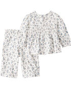 Baby Girl 2-Piece Organic Cotton Set in BlueMist Bloom, image 4 of 5 slides