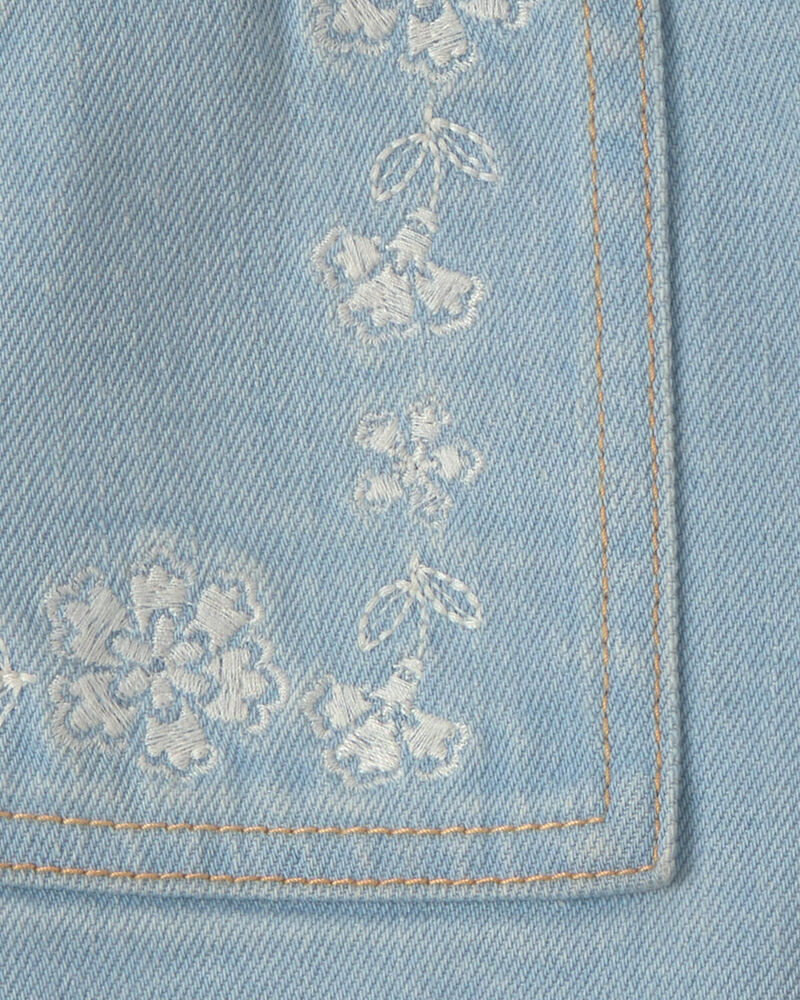 Filles - Short en denim &agrave; motif floral - D&eacute;lav&eacute; clair, image 3 sur 3 diapositives