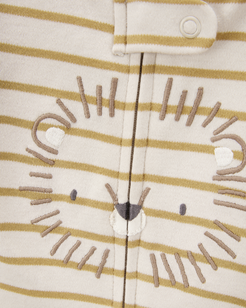 Baby Boy Lion Striped 2-Way Zipper Cotton Sleeper pyjamas, image 2 of 3 slides