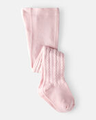 Toddler Girl Cable Knit Tights - Pink, image 1 of 2 slides