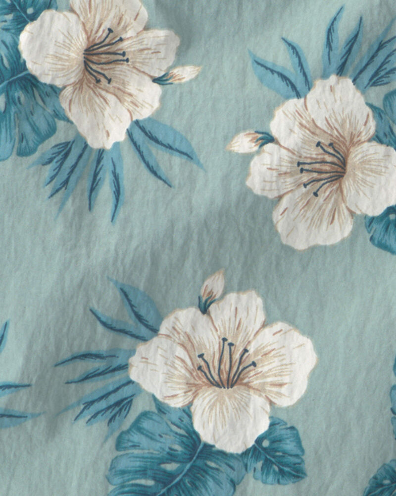 Boys Recycled Swim Trunks in Blue Hibiscus, image 4 of 5 slides