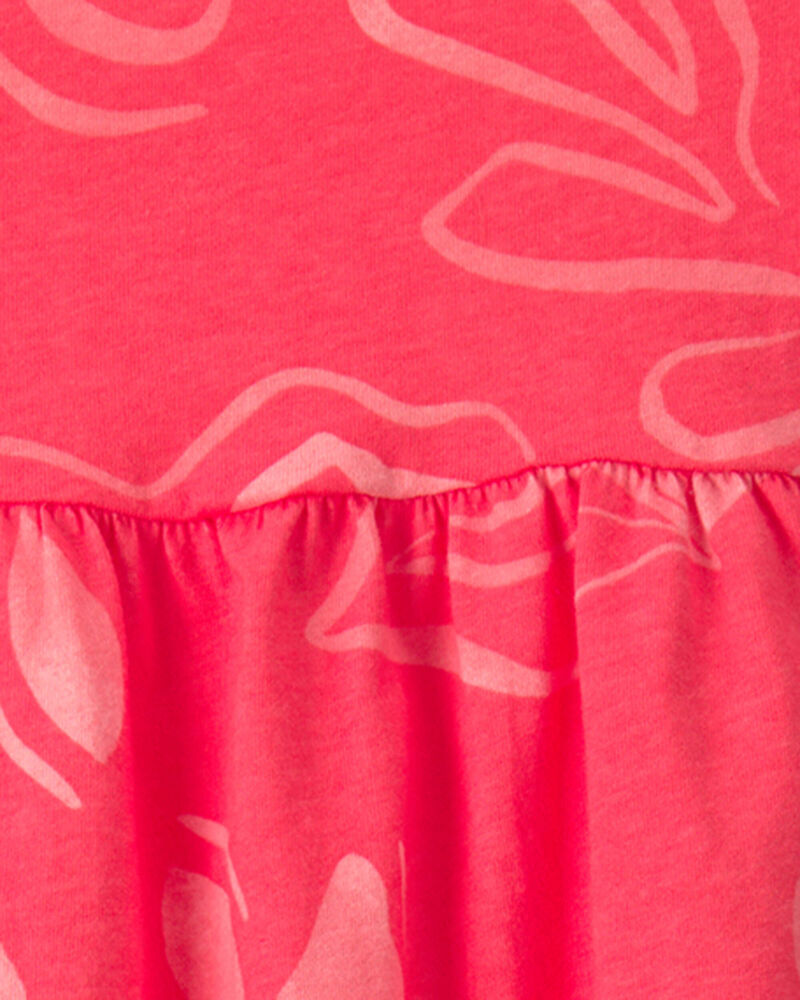 Baby Girl Tropical Floral Sleeveless Dress - Coral, image 3 of 4 slides