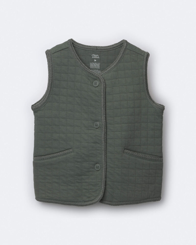 Toddler Girl Quilted Vest - Olive, image 1 of 2 slides