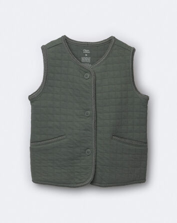 Toddler Girl Quilted Vest - Olive, 