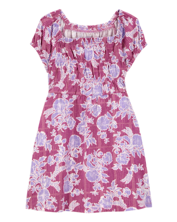 Toddler Smocked Floral Print Dress - Pink, 