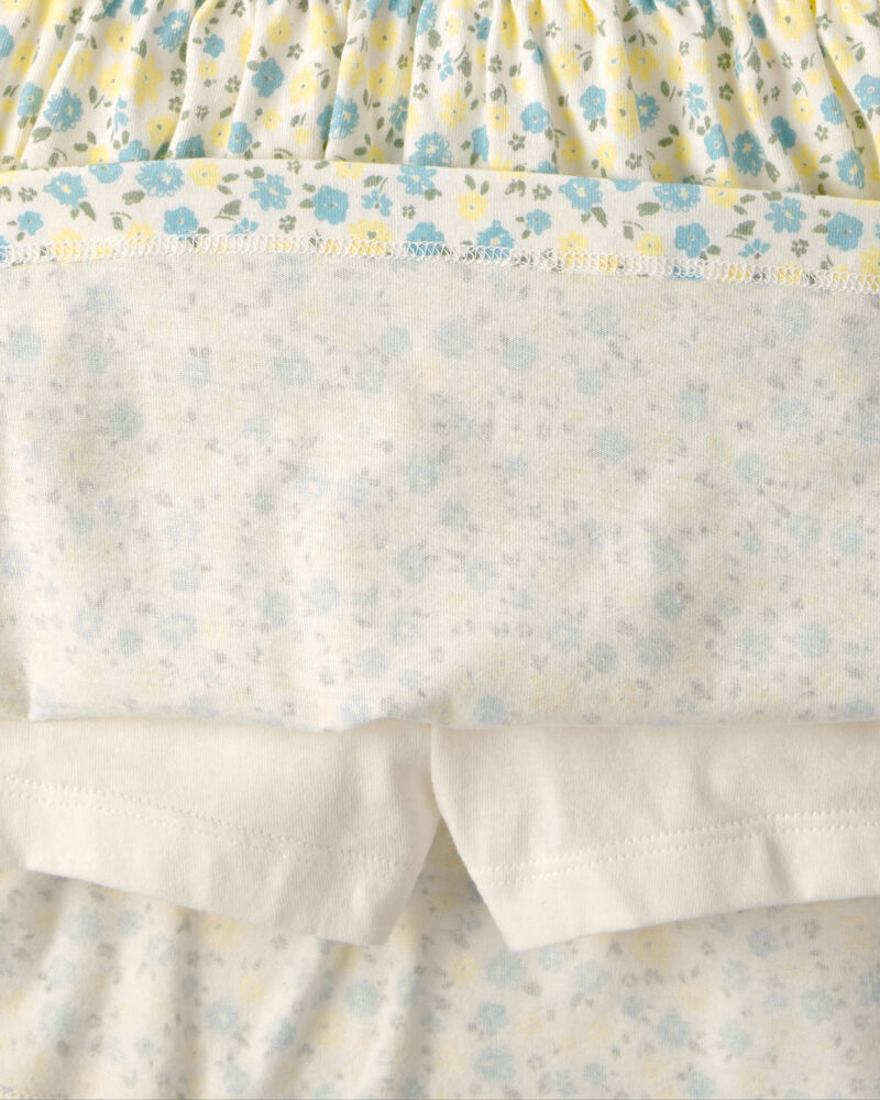 Girls 2-Piece Floral French Terry Top & Skirt Set - Yellow, image 3 of 6 slides