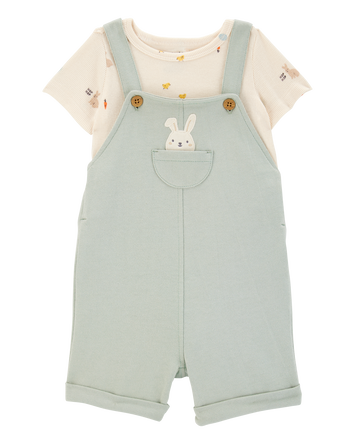 Baby 2-Piece Tee & Bunny Shortall Set - Green, 