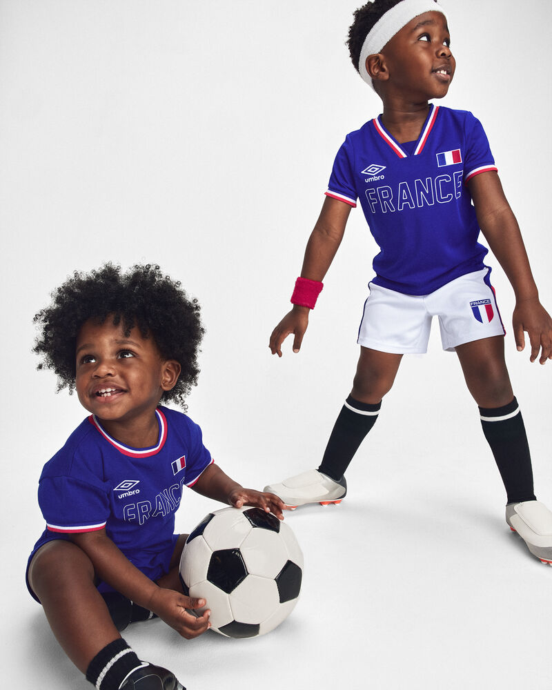 Kids 2-Piece Umbro France Soccer Jersey & Short Set - Blue/Red/White, image 2 of 12 slides