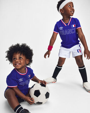 Kid Umbro France Mesh Soccer Shorts - Blue/Red/White, 
