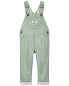 Toddler Floral Lined Lightweight Canvas Overalls, image 1 of 4 slides