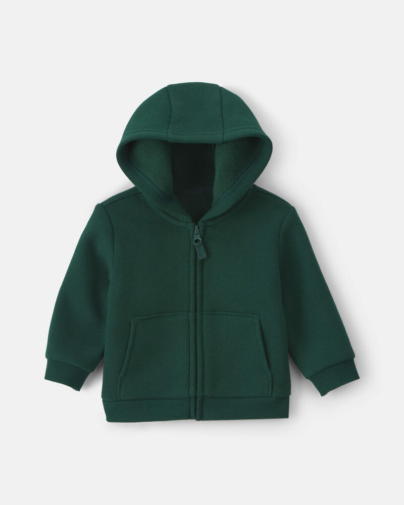 Baby Boy Fleece Zip-Up Hoodie - Green, image 1 of 3 slides