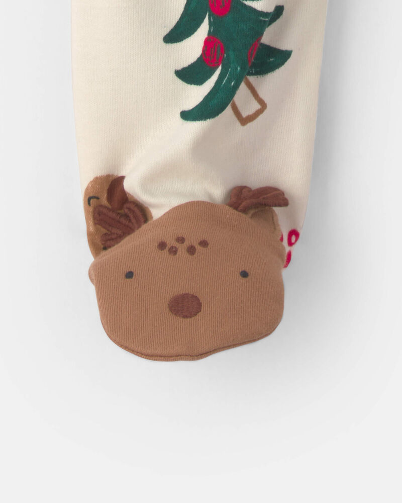 B&eacute;b&eacute; - Grenouill&egrave;re en 100&nbsp;% coton avec fermeture &agrave; glissi&egrave;re double sens &agrave; th&egrave;me No&euml;l &ndash; Cr&egrave;me, image 4 sur 5 diapositives