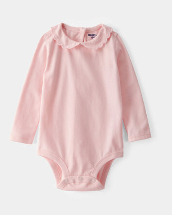 Bébé Cache-couche à manches longues à encolure festonnée - Rose, 