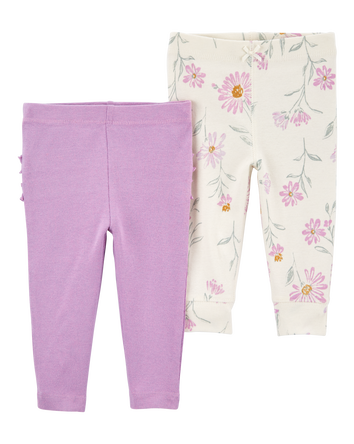 Baby 2-Pack Floral Pull-On Pants, 
