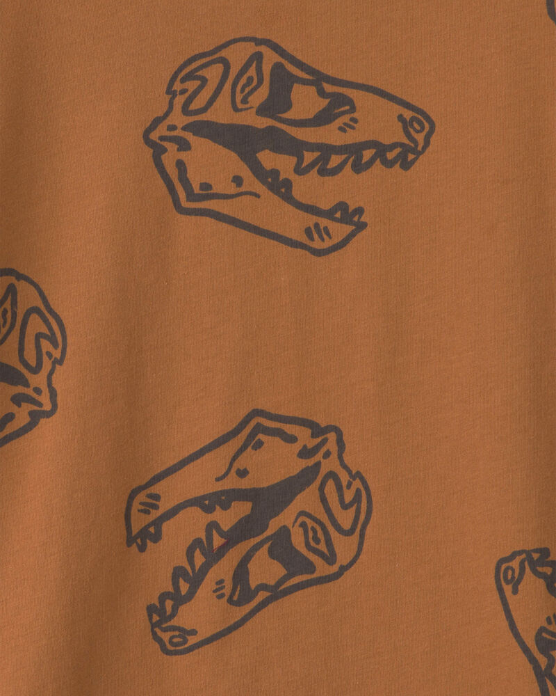 Gar&ccedil;ons - T-shirt manches longues &agrave; motif dinosaure &ndash; Brun, image 2 sur 2 diapositives