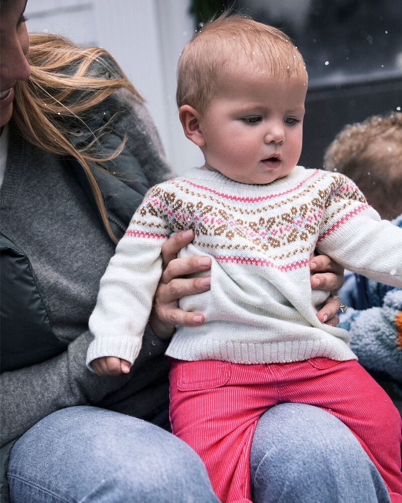 Baby Girl 2-Piece Fair Isle Sweater & Pant Set - Pink, image 2 of 7 slides
