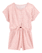 Kid Tie Button-Front Cherry Romper, image 1 of 3 slides