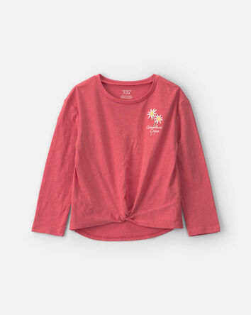 Filles - Haut manches longues &agrave; motif floral - Rouge, 