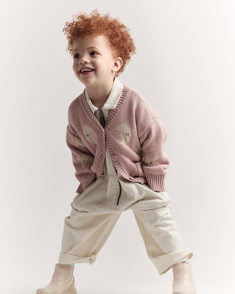 Toddler Girl Star & Moon Pocket Cardigan - Light Pink, image 4 of 7 slides