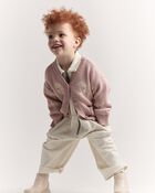 Toddler Girl Star & Moon Pocket Cardigan - Light Pink, image 4 of 7 slides