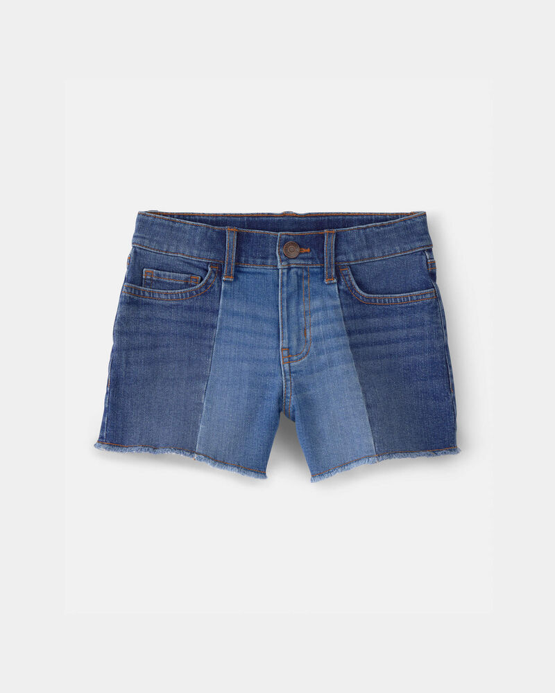 Filles - Short en denim aux couleurs contrast&eacute;es - D&eacute;lav&eacute; fonc&eacute;, image 1 sur 3 diapositives