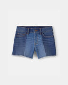 Filles - Short en denim aux couleurs contrast&eacute;es - D&eacute;lav&eacute; fonc&eacute;, image 1 sur 3 diapositives