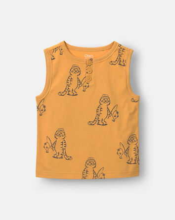 Toddler Boy Henley Tank in Fishing Tiger Print - Mustard Yellow, 