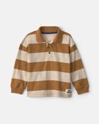 Toddler Boy Striped Long-Sleeve Henley T-Shirt - Brown/Cream, image 1 of 3 slides